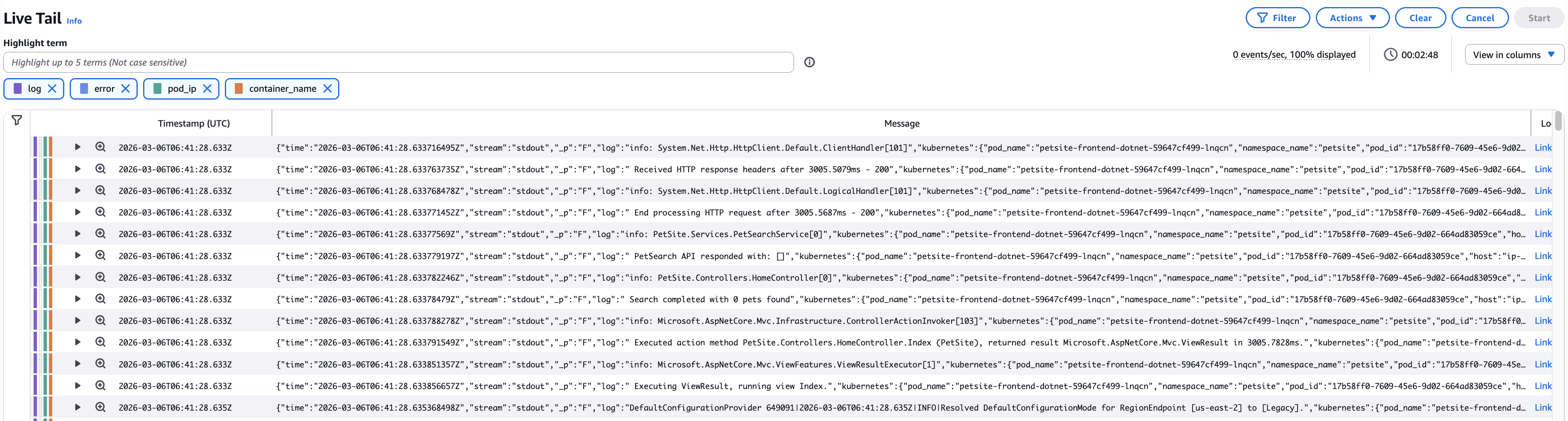 logtailconsolebuttonsandoptions